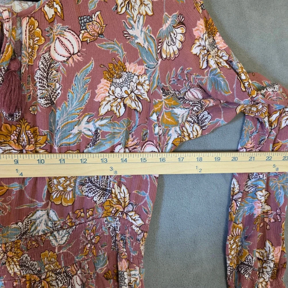 Knox Rose Smocked Midi Dress Women Size Medium Floral Boho Cottage Prairie